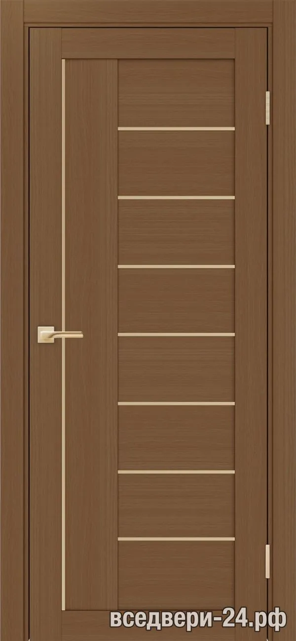 Дверь межкомнатная OPTIMA PORTE «Турин» 524AПП.11 молдинг алюм.золото, Орех