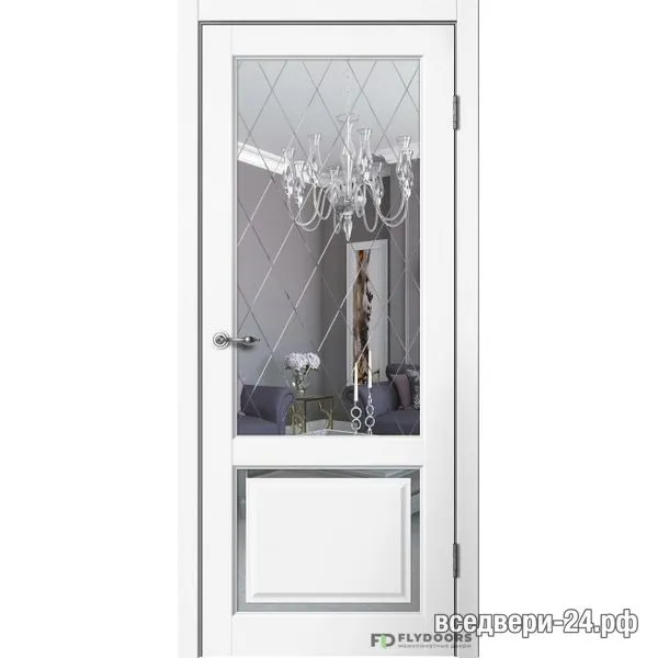Дверь межкомнатная FlyDoors «Эстетик» Е-03, Эмалит белый