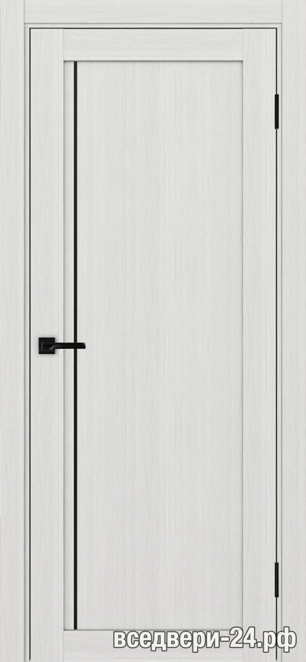 Дверь межкомнатная OPTIMA PORTE «Турин» 565АПП.11 молдинг алюм.чёрн., Ясень серебристый