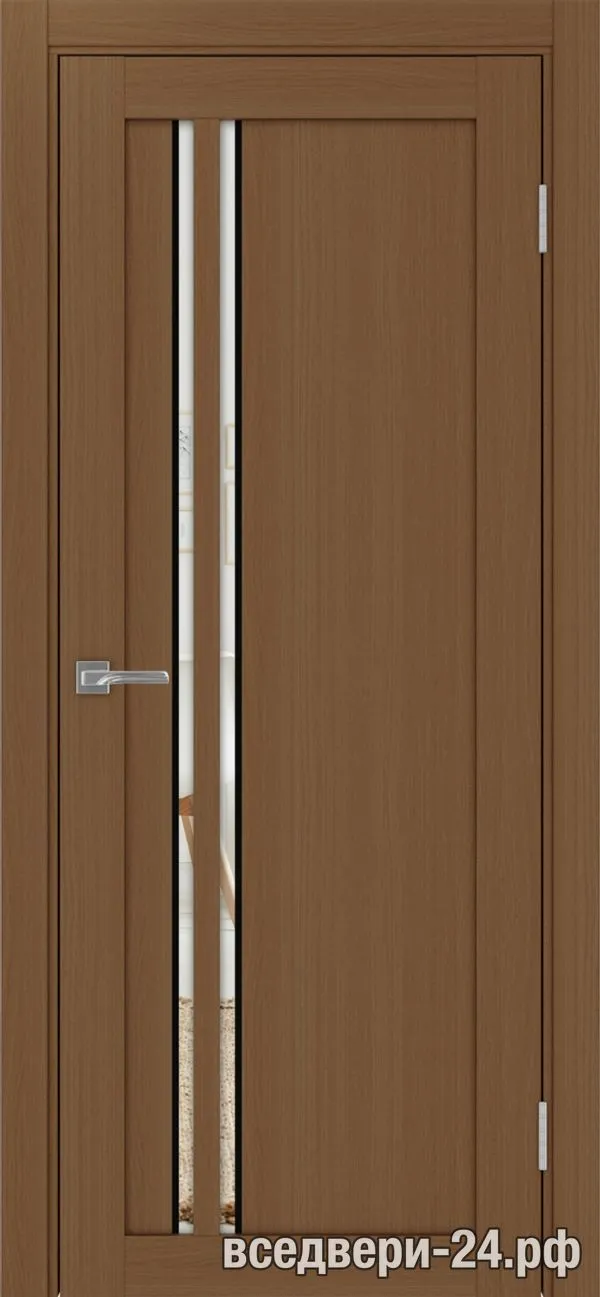 Дверь межкомнатная OPTIMA PORTE «Турин» 525АПС.121 молдинг алюм.чёрн., Орех