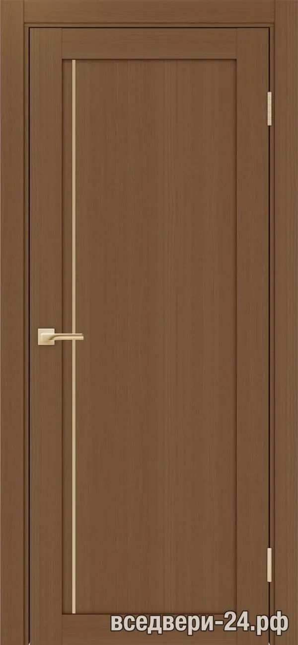 Дверь межкомнатная OPTIMA PORTE «Турин» 565АПП.11 молдинг алюм.золото, Орех