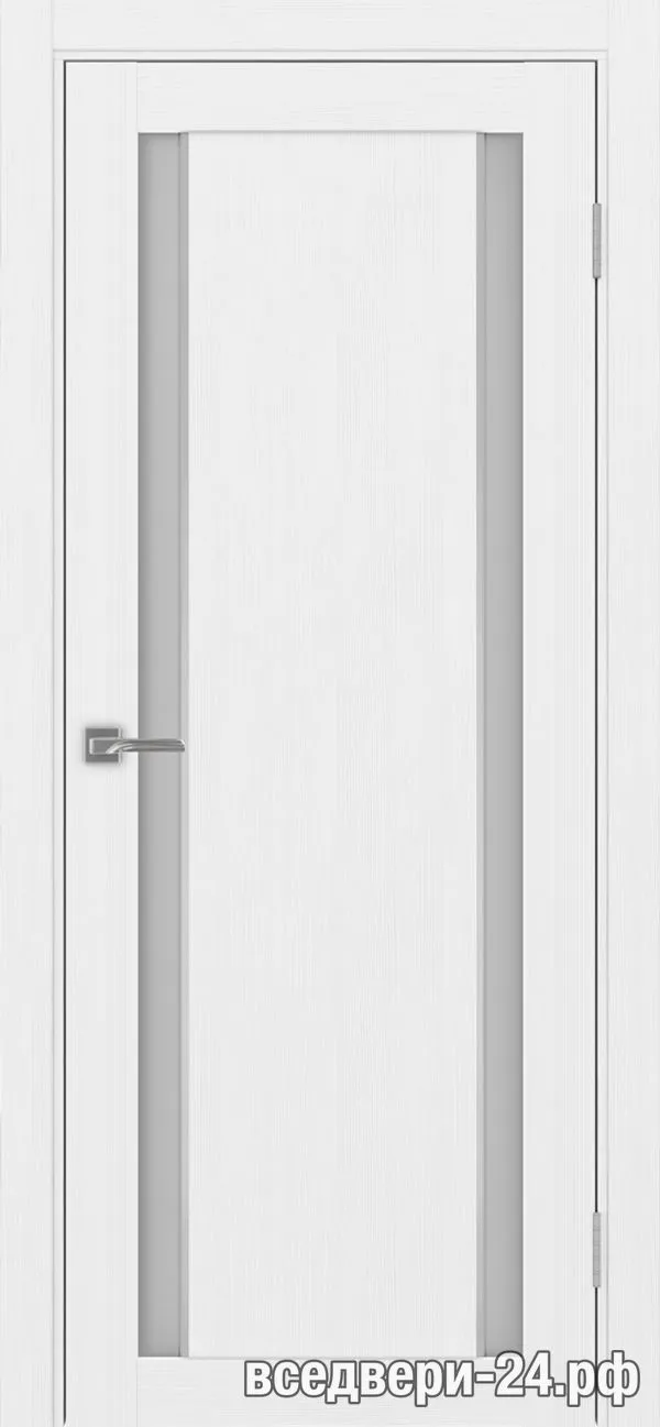 Дверь межкомнатная OPTIMA PORTE «Турин» 522АПС.212 молдинг алюм.хром, Белый лёд
