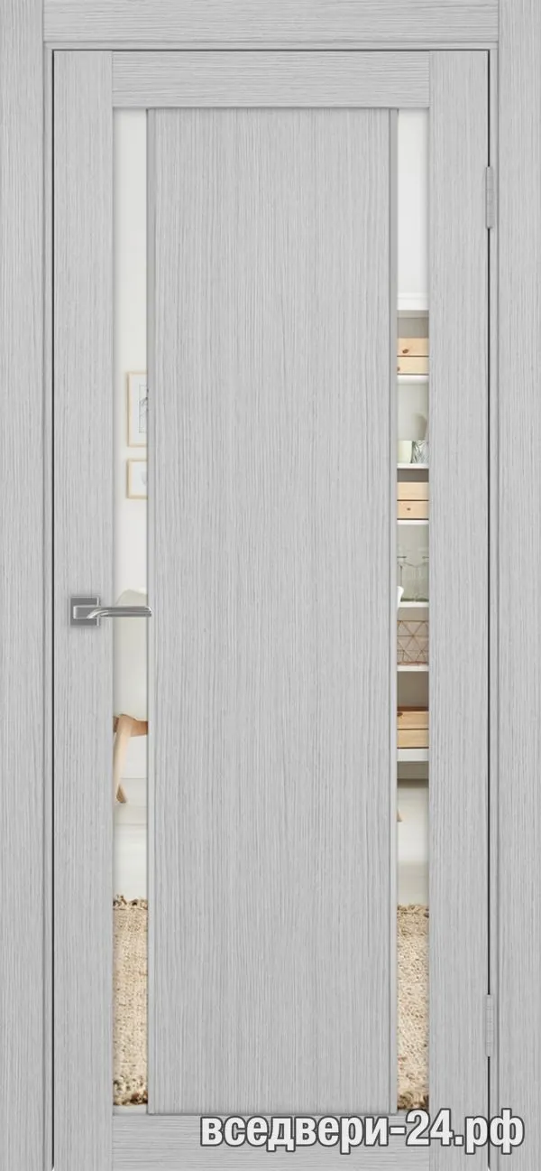 Дверь межкомнатная OPTIMA PORTE «Турин» 522AПП.212 молдинг алюм.хром, Дуб серый