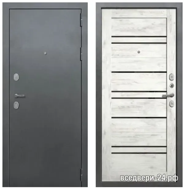 Дверь входная FlyDoors Дуэт BARN Букле темный/Ель альпийская, Букле темный