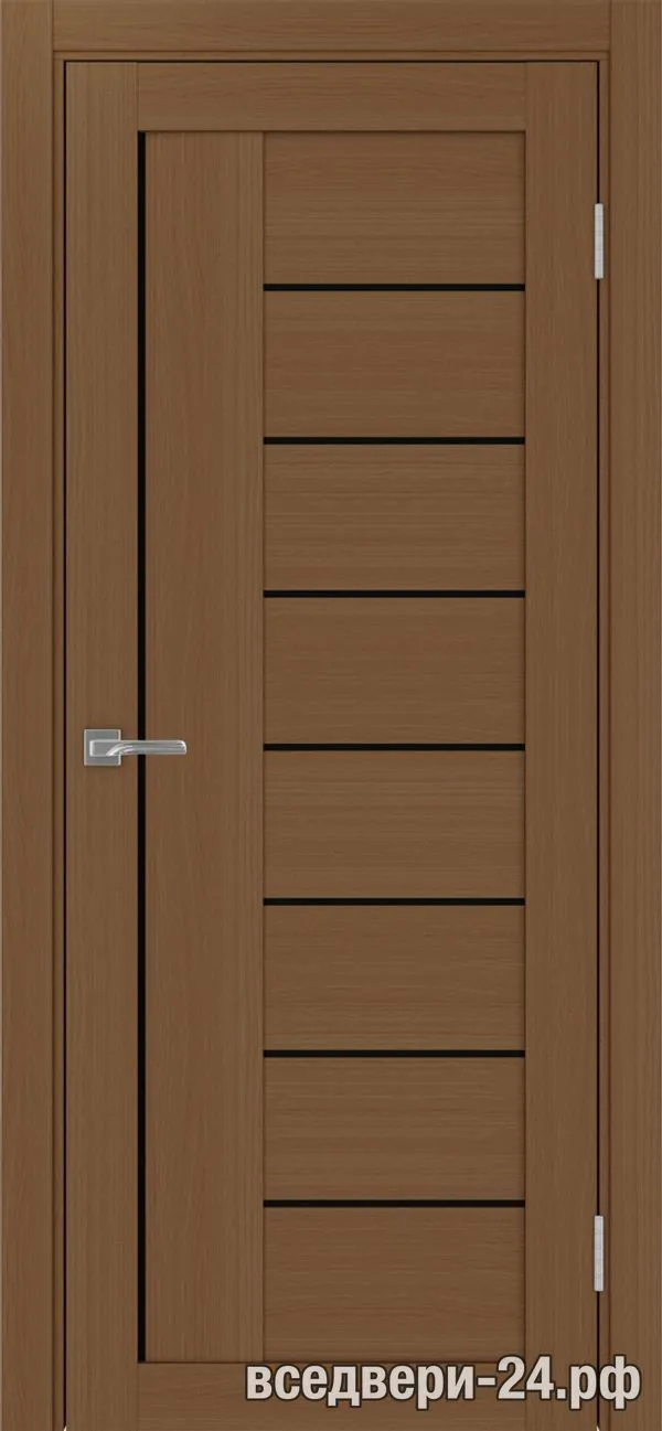 Дверь межкомнатная OPTIMA PORTE «Турин» 524AПП.11 молдинг алюм.чёрн., Орех