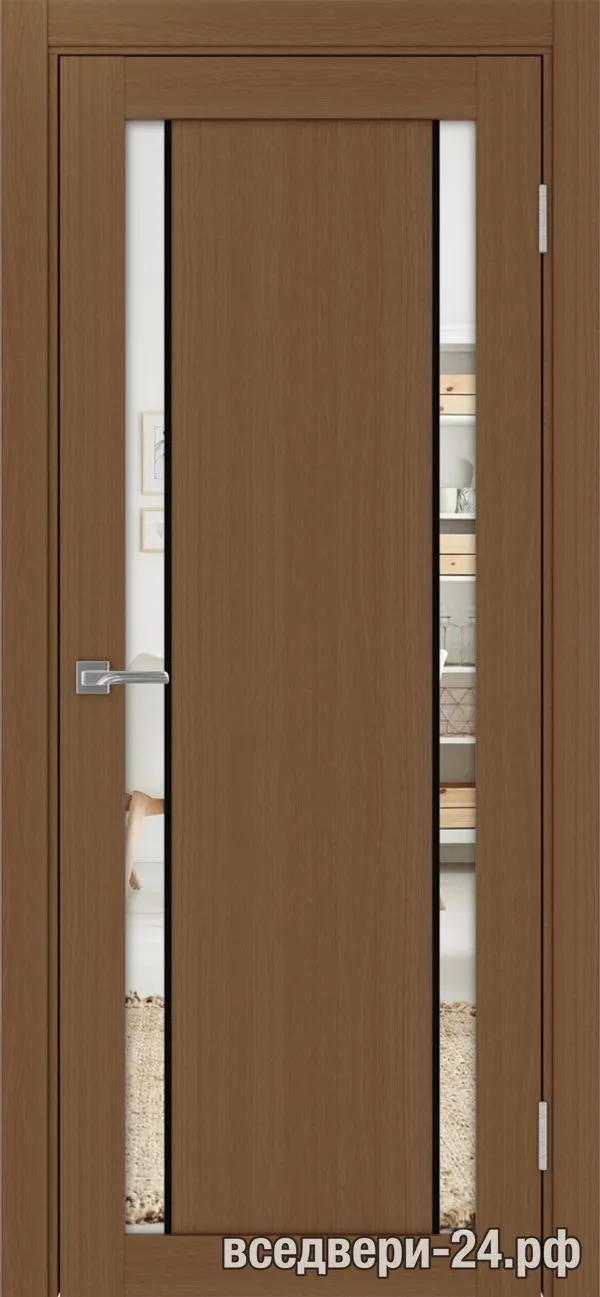 Дверь межкомнатная OPTIMA PORTE «Турин» 522AПП.212 молдинг алюм.чёрн., Орех
