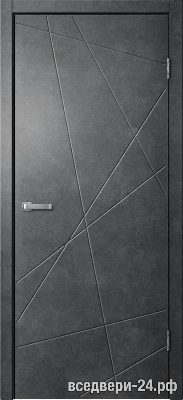 Дверь межкомнатная FlyDoors «Лайн» LN01, Бетон темный