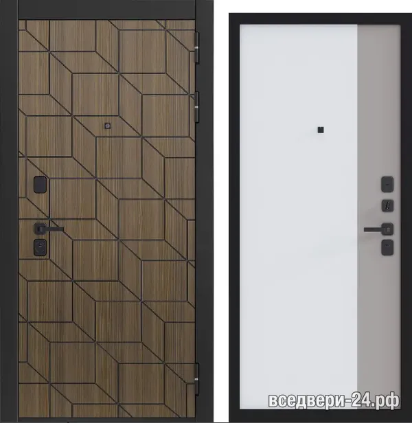 Дверь входная FlyDoors Фортис Ларче, Ларче орех, платина черная_x000D_