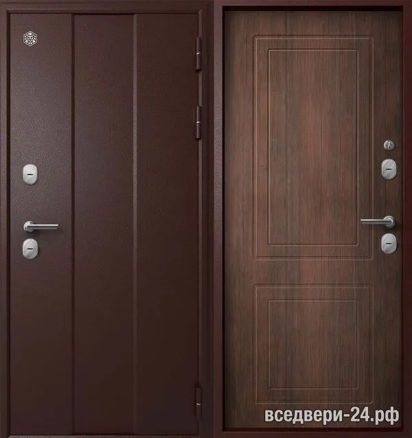 Дверь входная Мегатрон Termo-6 Медь Антик Медь - Тиковое Дерево