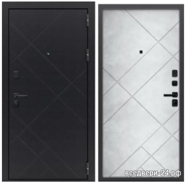Дверь входная FlyDoors АРКАН ПРИЗМА, Букле Черный (РОЛЕРБОЛ)