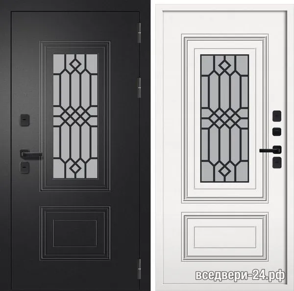 Дверь входная FlyDoors «Шторм (Термо)» Шторм Термо, Букле черный