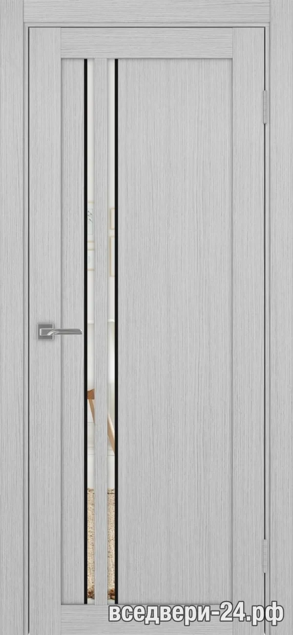 Дверь межкомнатная OPTIMA PORTE «Турин» 525АПС.121 молдинг алюм.чёрн., Дуб серый