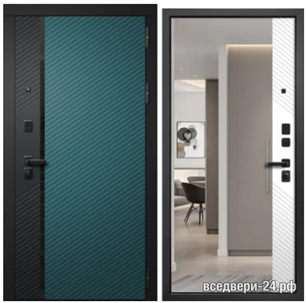 Дверь входная FlyDoors ДИЛАЙН, Муар Черный без блесток