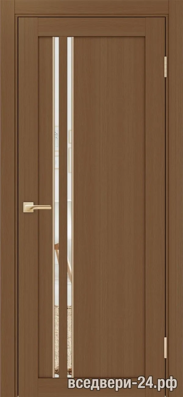 Дверь межкомнатная OPTIMA PORTE «Турин» 525АПС.121 молдинг алюм.золото, Орех