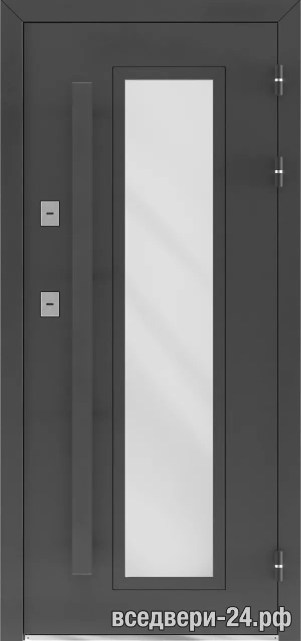 Дверь входная FlyDoors Консул ТЕРМО Велюто бьянко, Металл (RAL 7024)муар