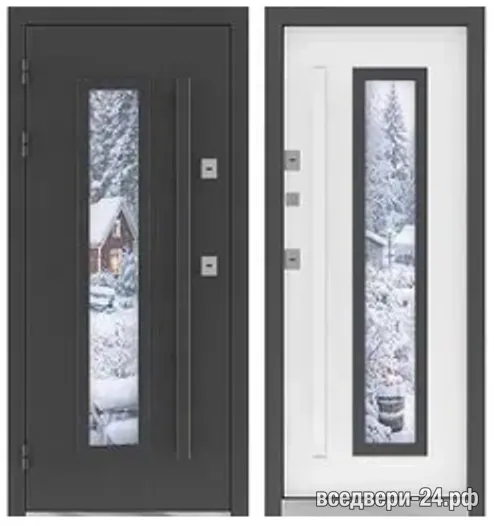 Дверь входная FlyDoors Консул ТЕРМО, Металл (RAL 7024)муар