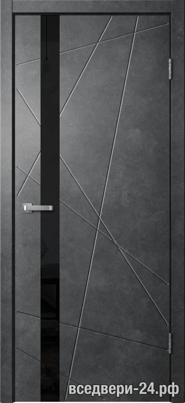Дверь межкомнатная FlyDoors «Лайн» LN02, Бетон темный