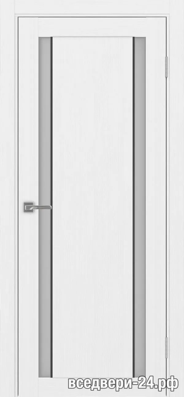 Дверь межкомнатная OPTIMA PORTE «Турин» 522АПС.212 молдинг алюм.чёрн., Белый лёд