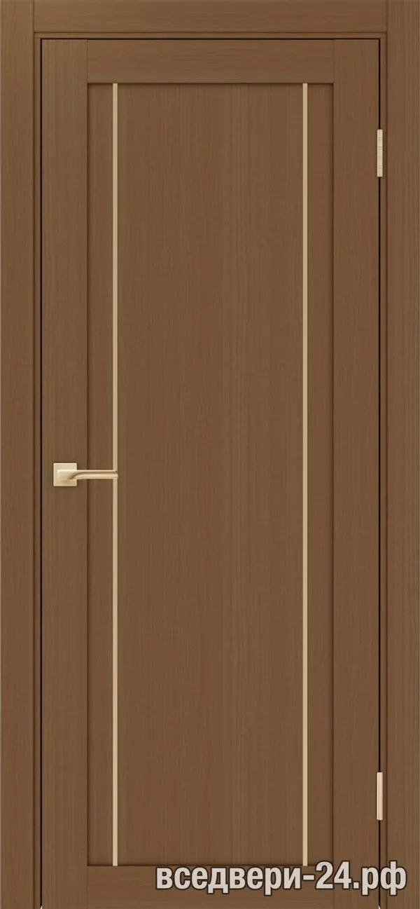 Дверь межкомнатная OPTIMA PORTE «Турин» 522AПП.111 молдинг алюм.золото, Орех