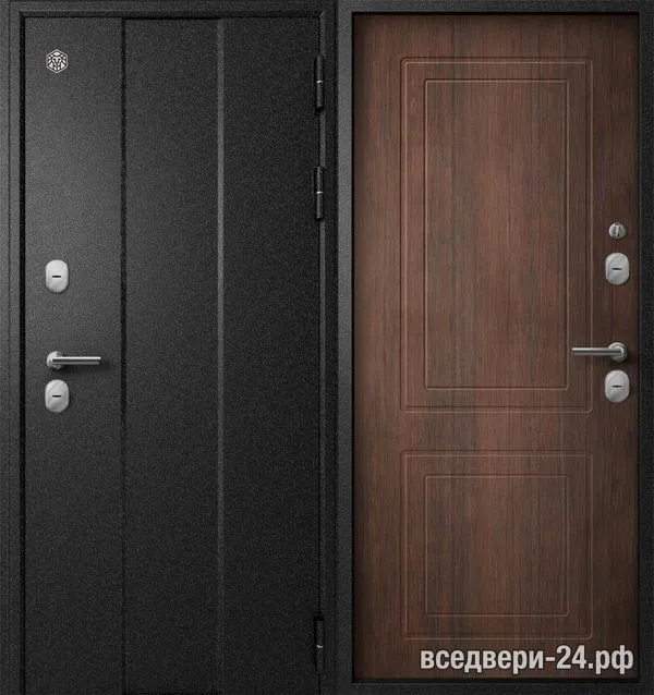 Дверь входная Мегатрон Termo-6 Букле Черный /Тиковое Дерево, Черный букле