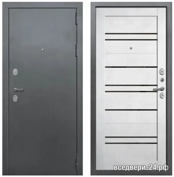 Дверь входная FlyDoors Дуэт BARN Букле темный/Бетон снежный, Букле темный