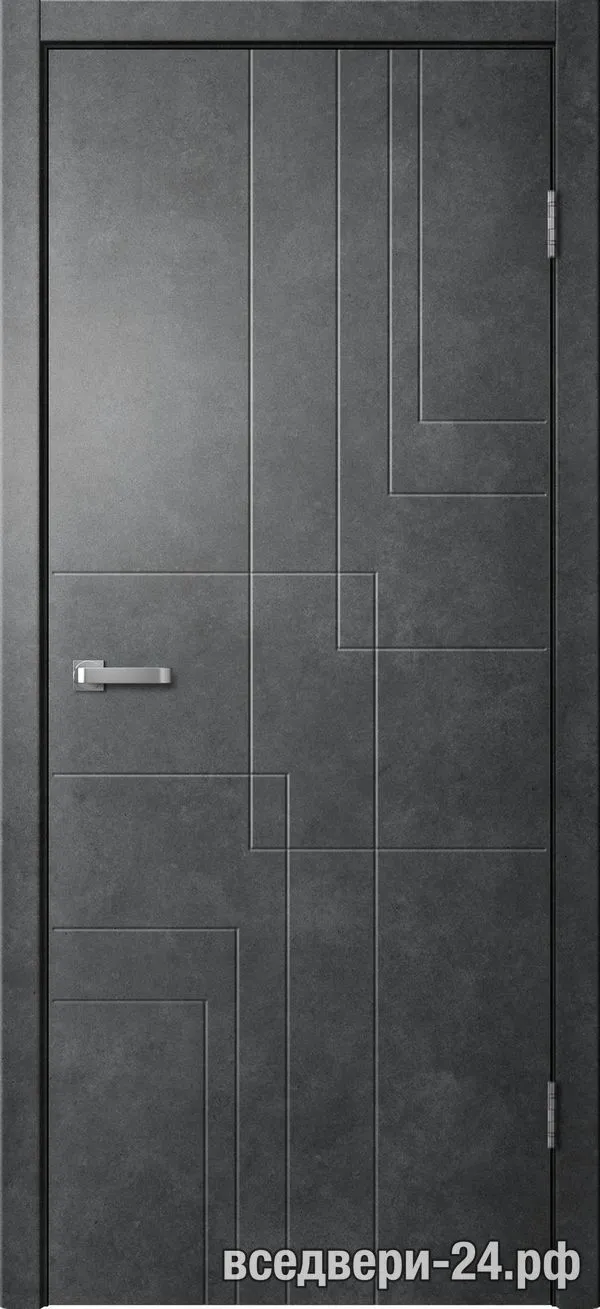 Дверь межкомнатная FlyDoors «Лайн» LN03, Бетон темный