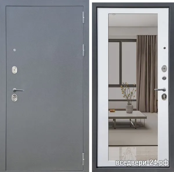 Дверь входная FlyDoors «Аркан (Зеркало)» Аркан Зеркало, Букле графит