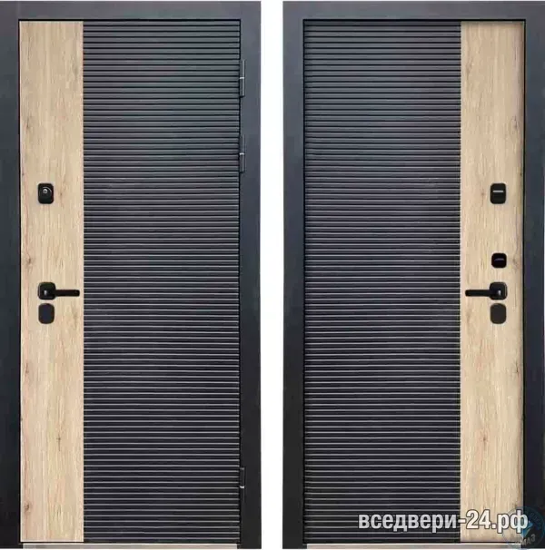 Дверь входная Алмаз ДОНАТО Philips (биометрический замок), Рустик натуральный и черный кварц